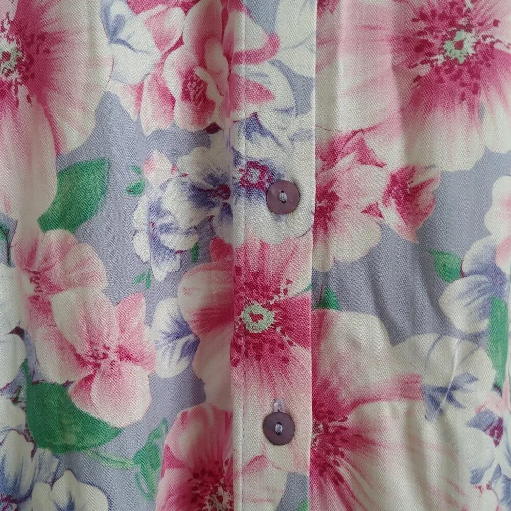 Vintage long button down midi maxi skirt purple pink and green floral Medium - Picture 4 of 14
